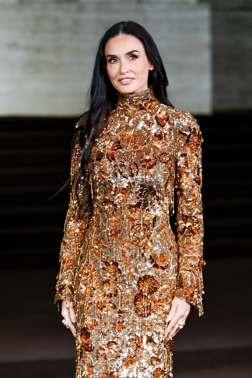 Demi Moore at the Gucci fashion show as part of Spring/Summer 2026 Milan Fashion Week held at Palazz...