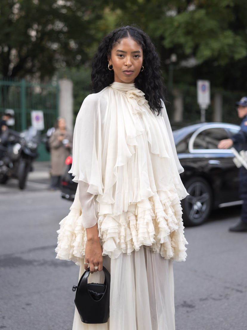 Natalia Bryant is seen during the Milan Womenswear Spring/Summer 2026 Fashion Week on September 23, ...