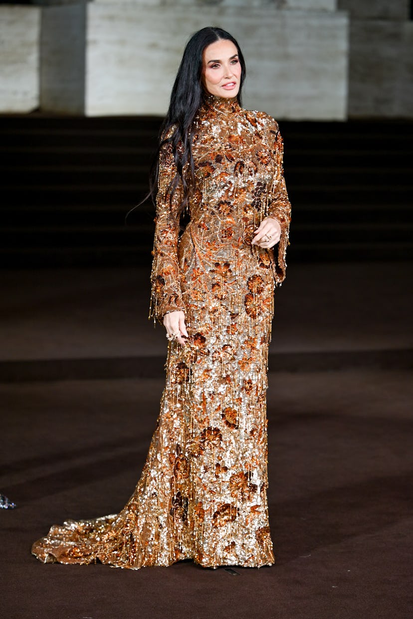 Деми Мур на модели Gucci Show как часть весны/лето 2026 Milan Mode -Week, который проходил в Palazz ...