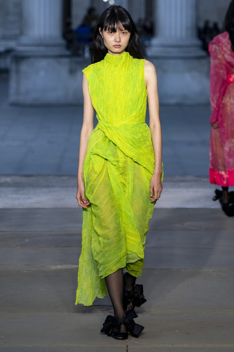 LONDON, ENGLAND - SEPTEMBER 21: A model walks the runway during the Erdem Ready to Wear Spring/Summe...