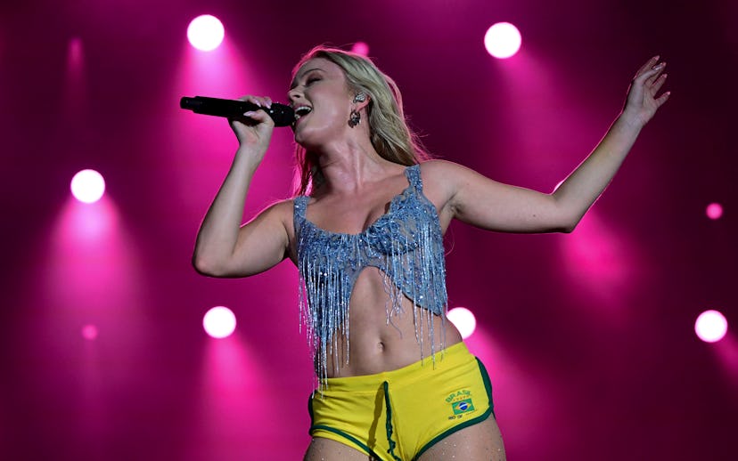 Swedish singer Zara Larsson performs at the main stage of the Rock in Rio music festival at the Rio ...