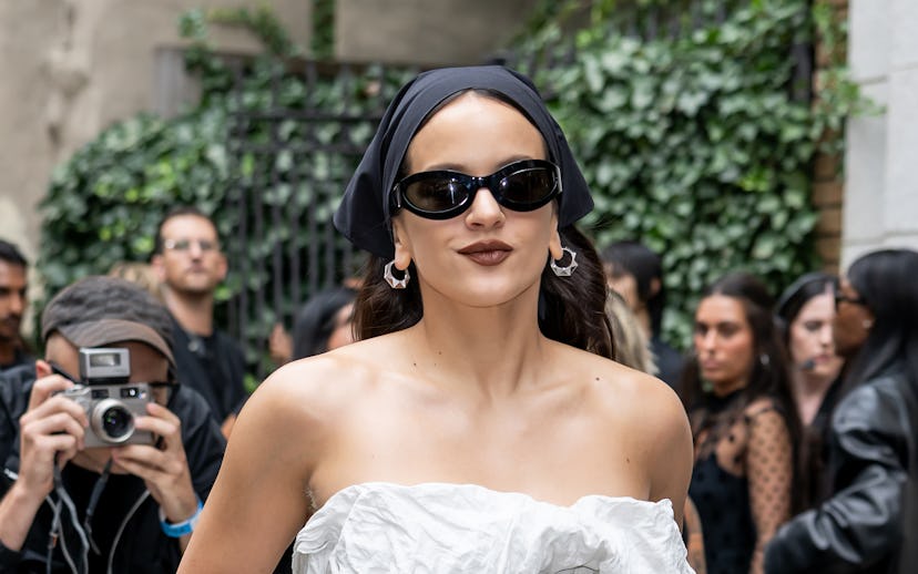 NEW YORK, NEW YORK - SEPTEMBER 12: Rosalía is seen arriving at the Calvin Klein fashion show during ...