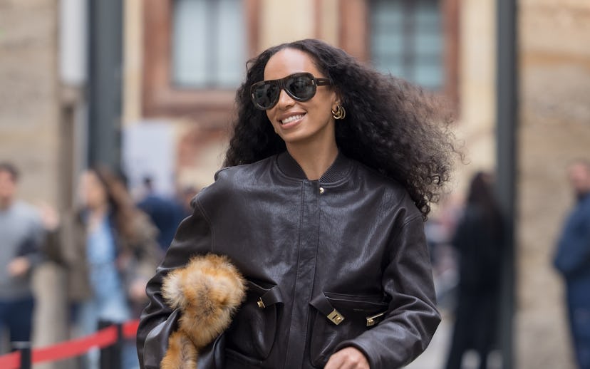 MILAN, ITALY - SEPTEMBER 27: Solange Knowles arrives at the Ferragamo fashion show during the Milan ...