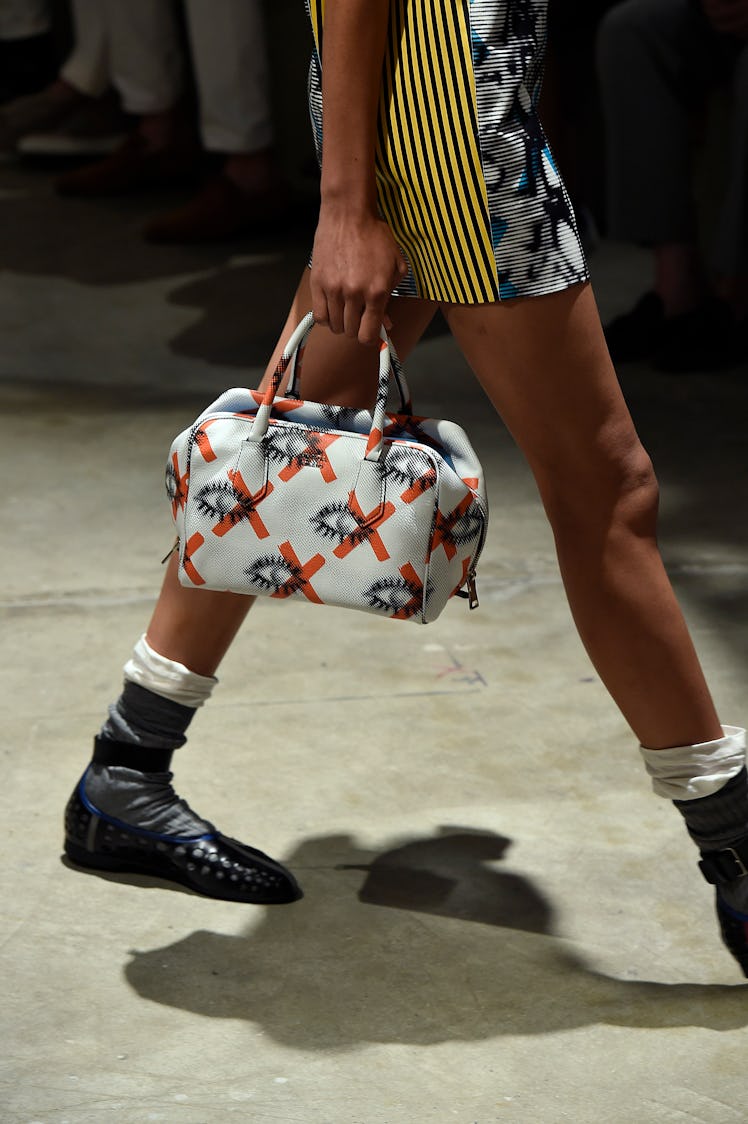 MILAN, ITALY - JUNE 21:  Accessories, a handbag detail on the runway at the Prada Spring Summer 2016...