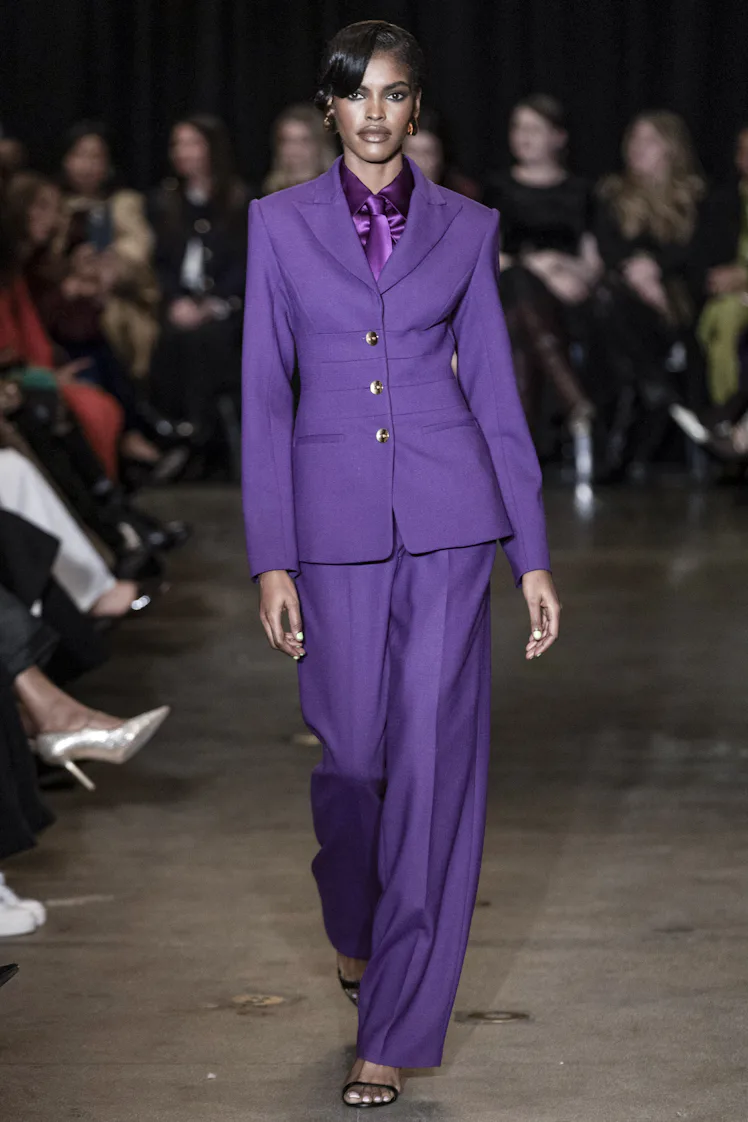 NEW YORK, USA - FEBRUARY 07: A model walks the runway during the Sergio Hudson Ready to Wear Fall/Wi...