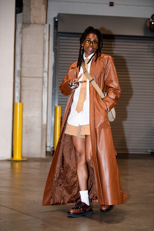 SEATTLE, WASHINGTON - JULY 16: Tiffany Hayes #15 of the Golden State Valkyries arrives at Climate Pl...