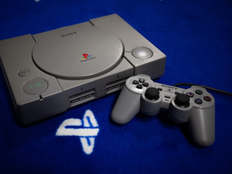 This photograph shows a PlayStation 1 console and controller, in Vraiville, northern France, on Nove...