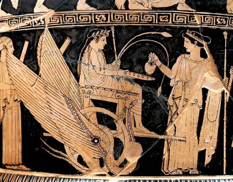 UNSPECIFIED - CIRCA 1989: Italy, Val Trebbia, Spina, Detail of a scene of Eleusinian cult, Triptole...