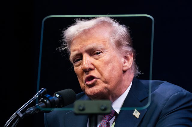 US President Donald Trump speaks during a Religious Liberty Commission meeting at the Museum of the ...