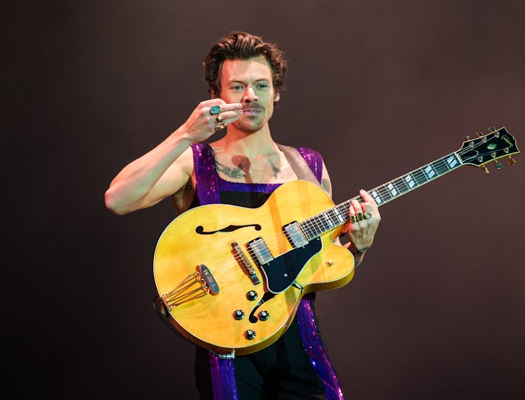 COVENTRY, ENGLAND - MAY 29: Harry Styles performs on the Main Stage at War Memorial Park on May 29,...