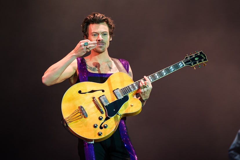 COVENTRY, ENGLAND - MAY 29: Harry Styles performs on the Main Stage at War Memorial Park on May 29,...