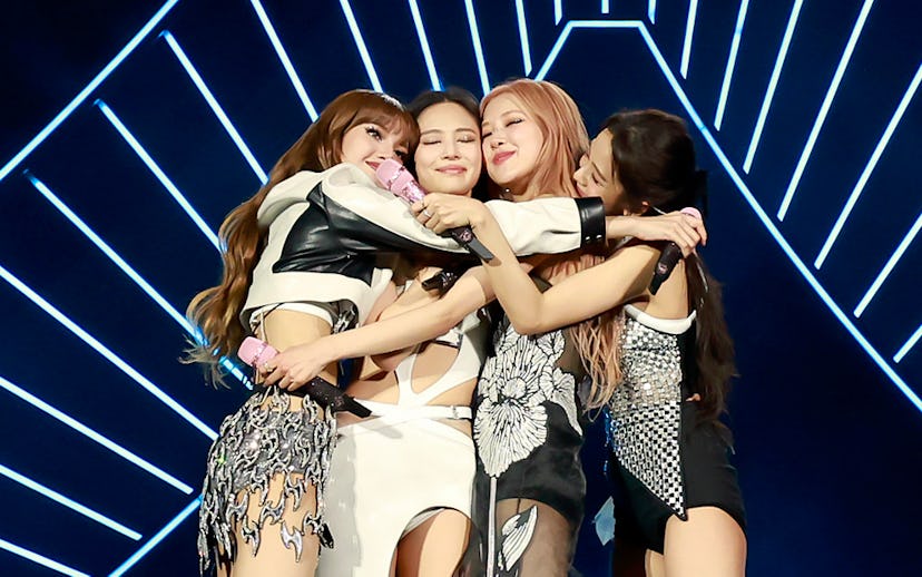 INDIO, CALIFORNIA - APRIL 22: (L-R) Lisa, Jennie, Rosé, and Jisoo of BLACKPINK perform at the Coache...