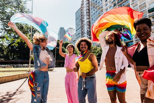 LGBTQIAPN+ friends having fun on the city