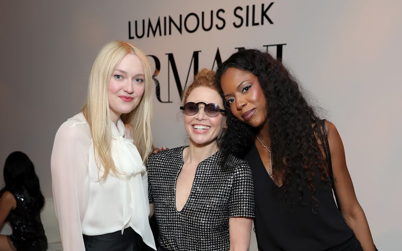 LOS ANGELES, CALIFORNIA - JANUARY 15: (L-R) Dakota Fanning, Natasha Lyonne and True Whitaker attend ...