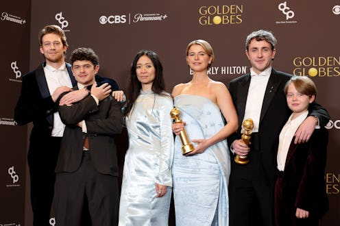 BEVERLY HILLS, CALIFORNIA - JANUARY 11: (FOR EDITORIAL USE ONLY) (L-R) Joe Alwyn, Noah Jupe, Chloé Z...