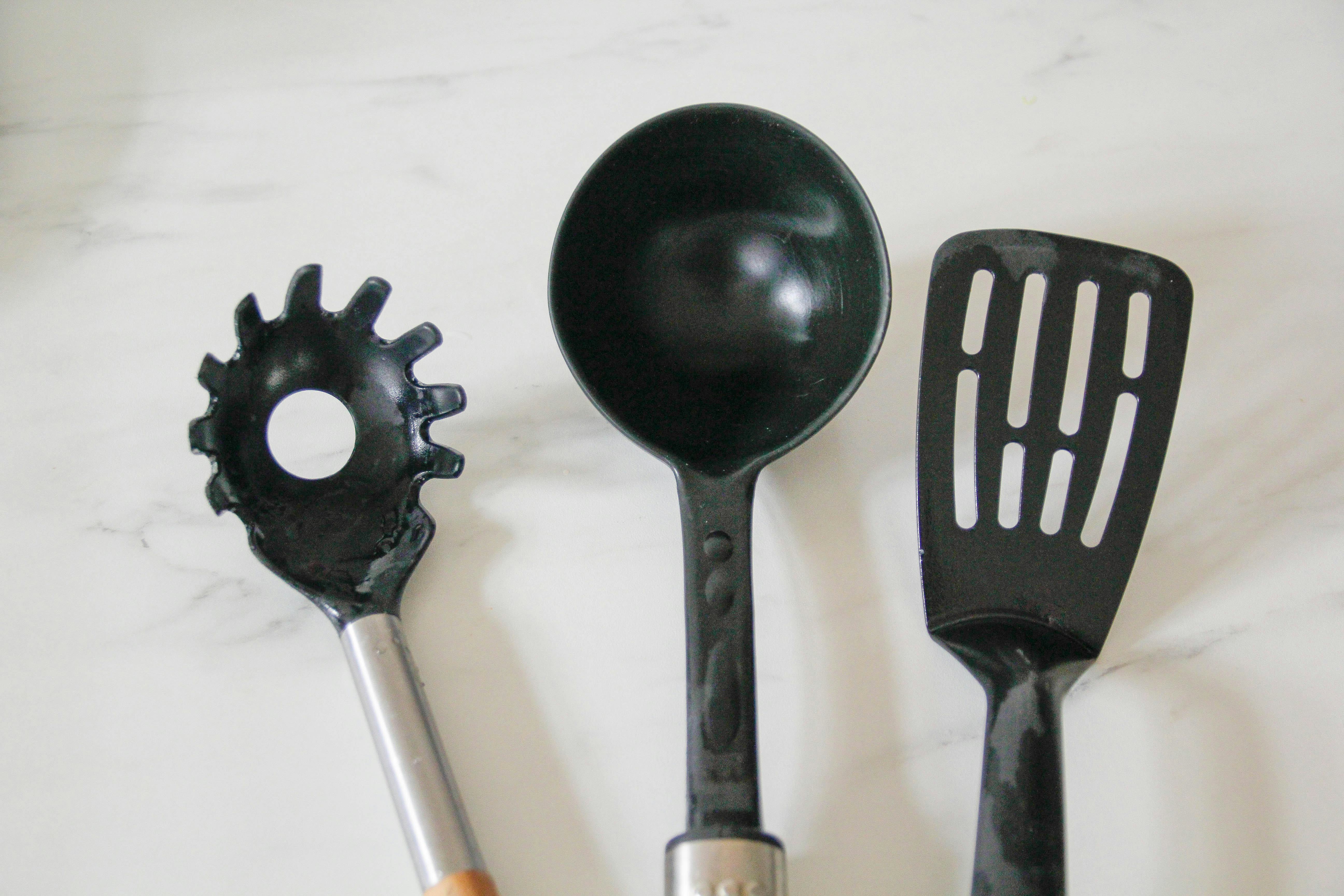 Black non stick kitchen utensils