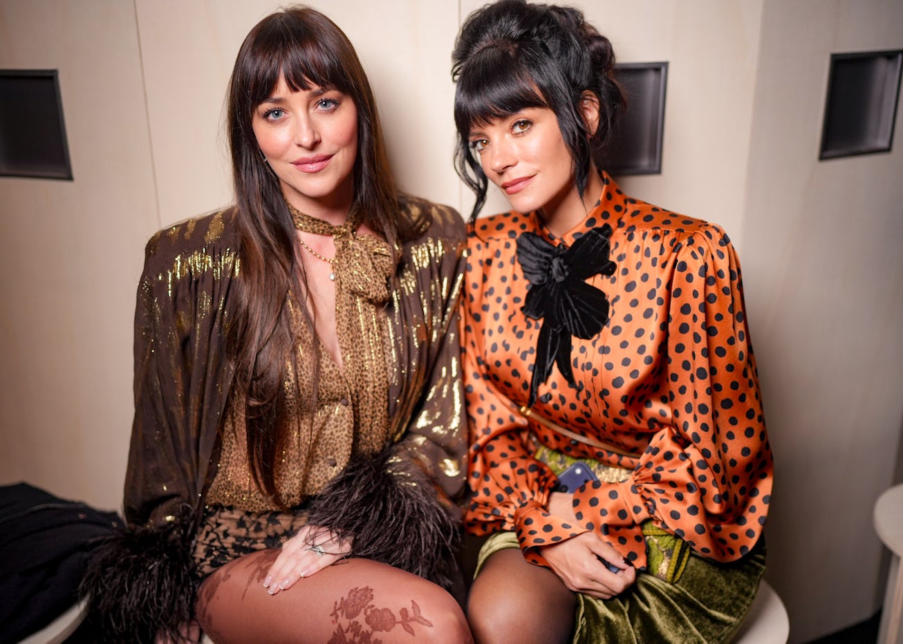 Dakota Johnson and Lily Allen at the Valentino fashion show as part of Haute Couture Spring/Summer 2...