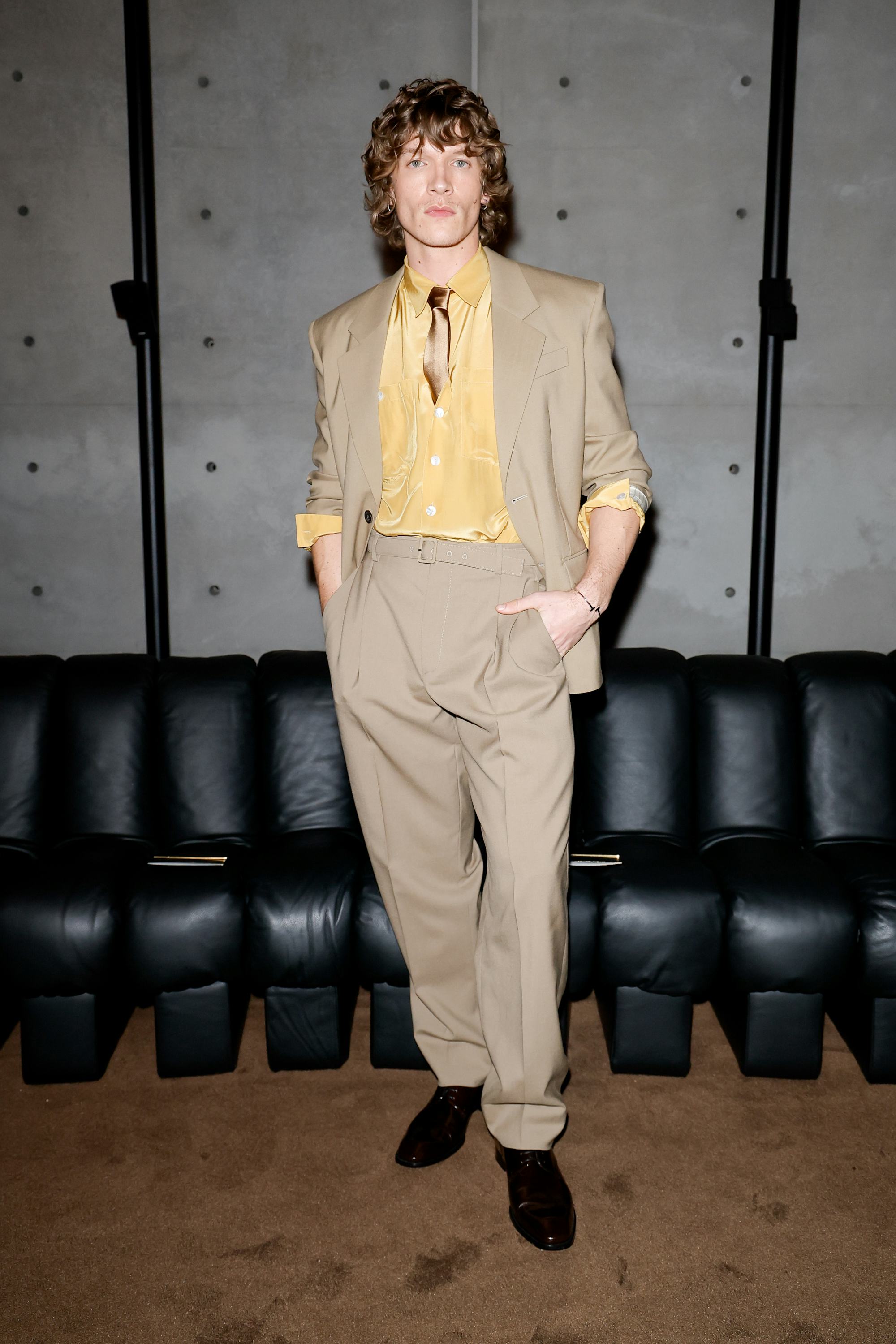 Connor Storrie at the Saint Laurent Men's Fall/Winter 2026 fashion show as part of Paris Men's Fashi...
