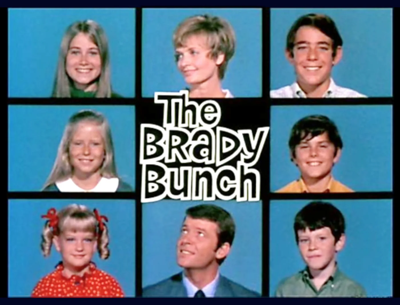 LOS ANGELES - SEPTEMBER 1: The opening title and sequence of THE BRADY BUNCH, season 2. Image dated September 1, 1970. Pictured clockwise from top left: Maureen McCormick as Marcia Brady, Florence Henderson as Carol Brady, Barry Williams as Greg Brady, Christopher Knight as Peter Brady, Mike Lookinland as Bobby Brady, Robert Reed as Mike Brady, Susan Olsen as Cindy Brady, and Eve Plumb as Jan Brady. Image is a screen grab. (Photo by CBS via Getty Images)