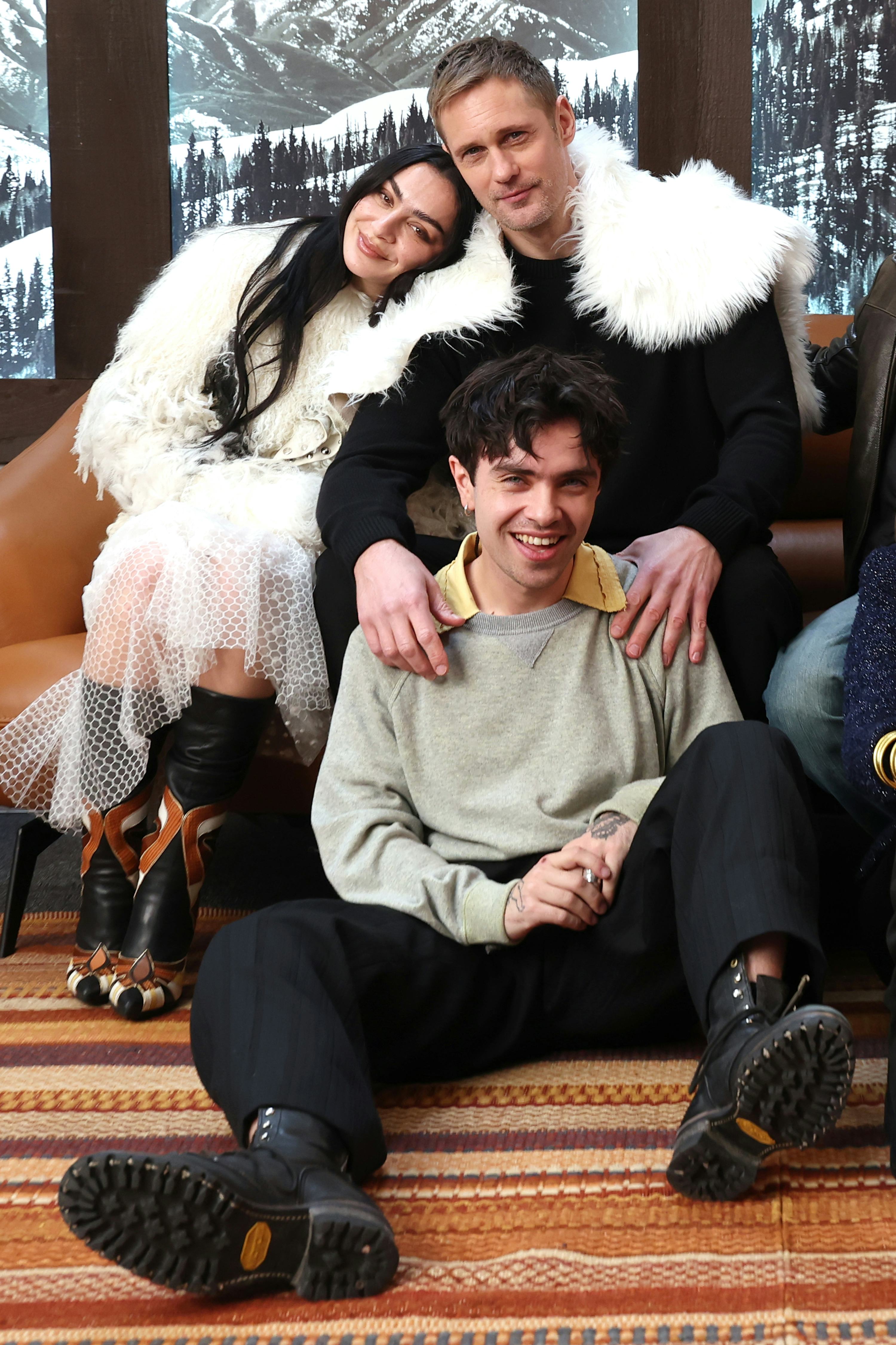 PARK CITY, UTAH - JANUARY 23: (L-R) Charli XCX, Alexander Skarsgård and Aidan Zamiri visit the IMDb ...