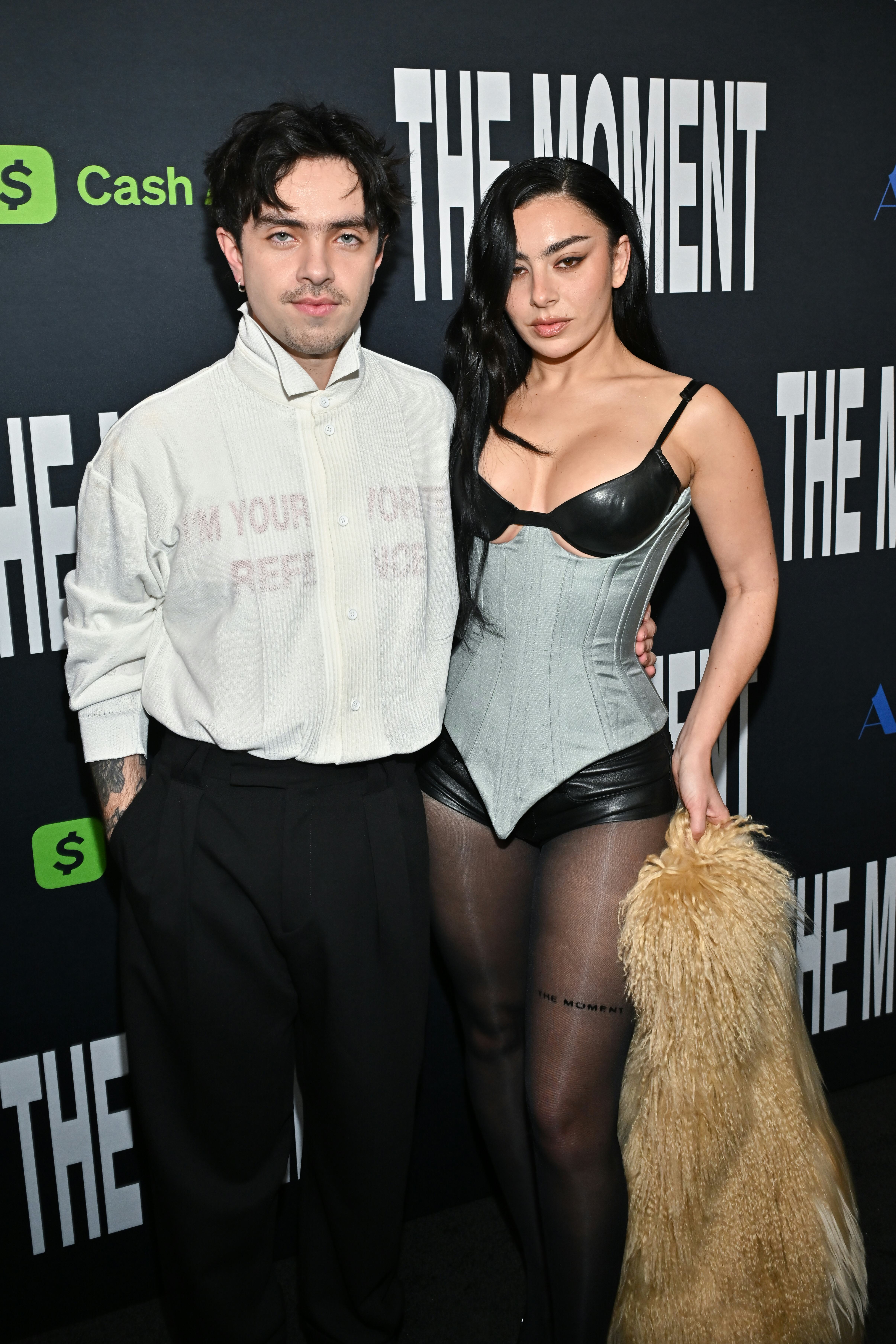 Aidan Zamiri and Charli xcx at A24's "The Moment" Los Angeles Premiere held at the Fine Arts Theatre...