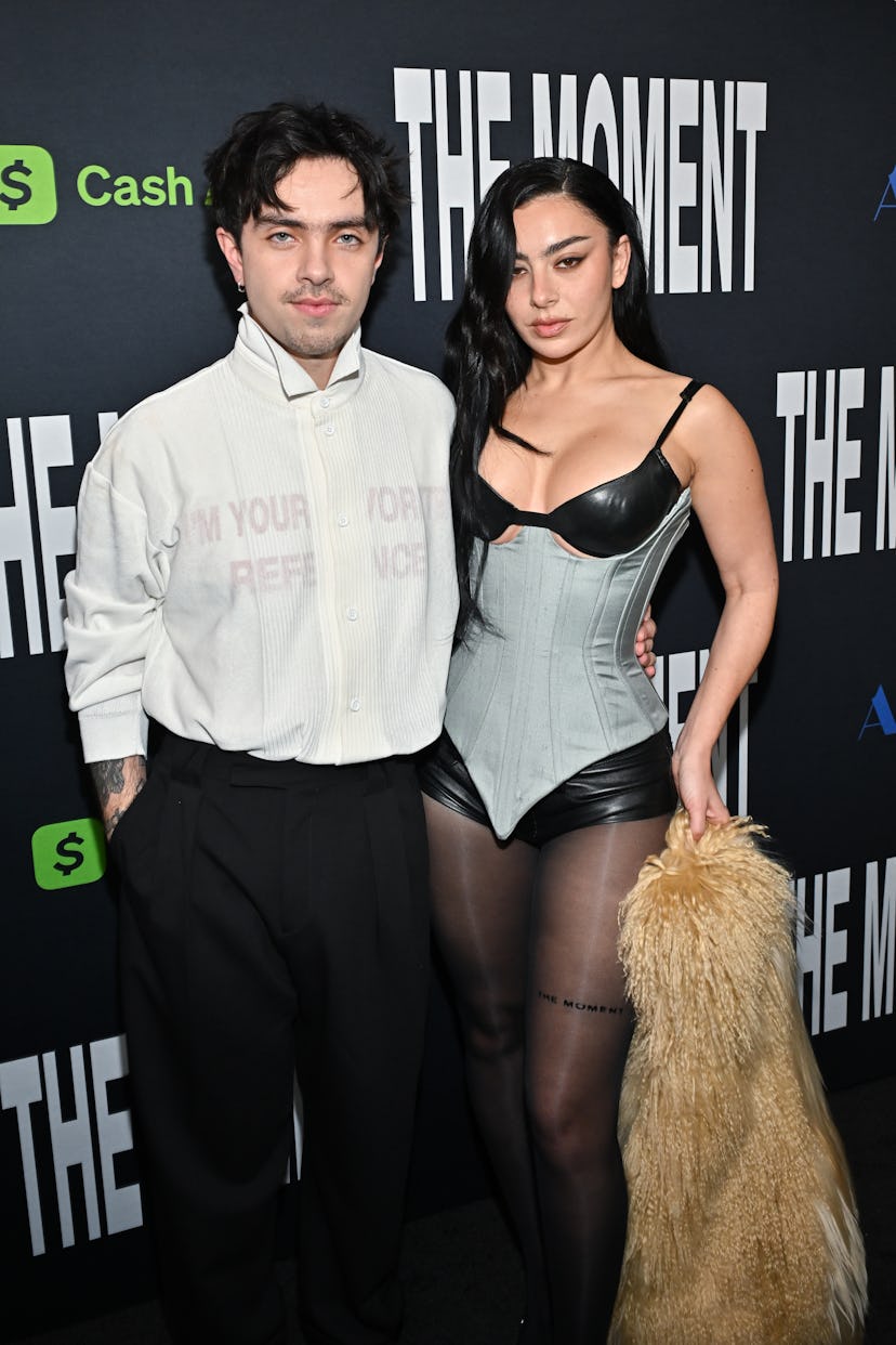Aidan Zamiri and Charli xcx at A24's "The Moment" Los Angeles Premiere held at the Fine Arts Theatre...