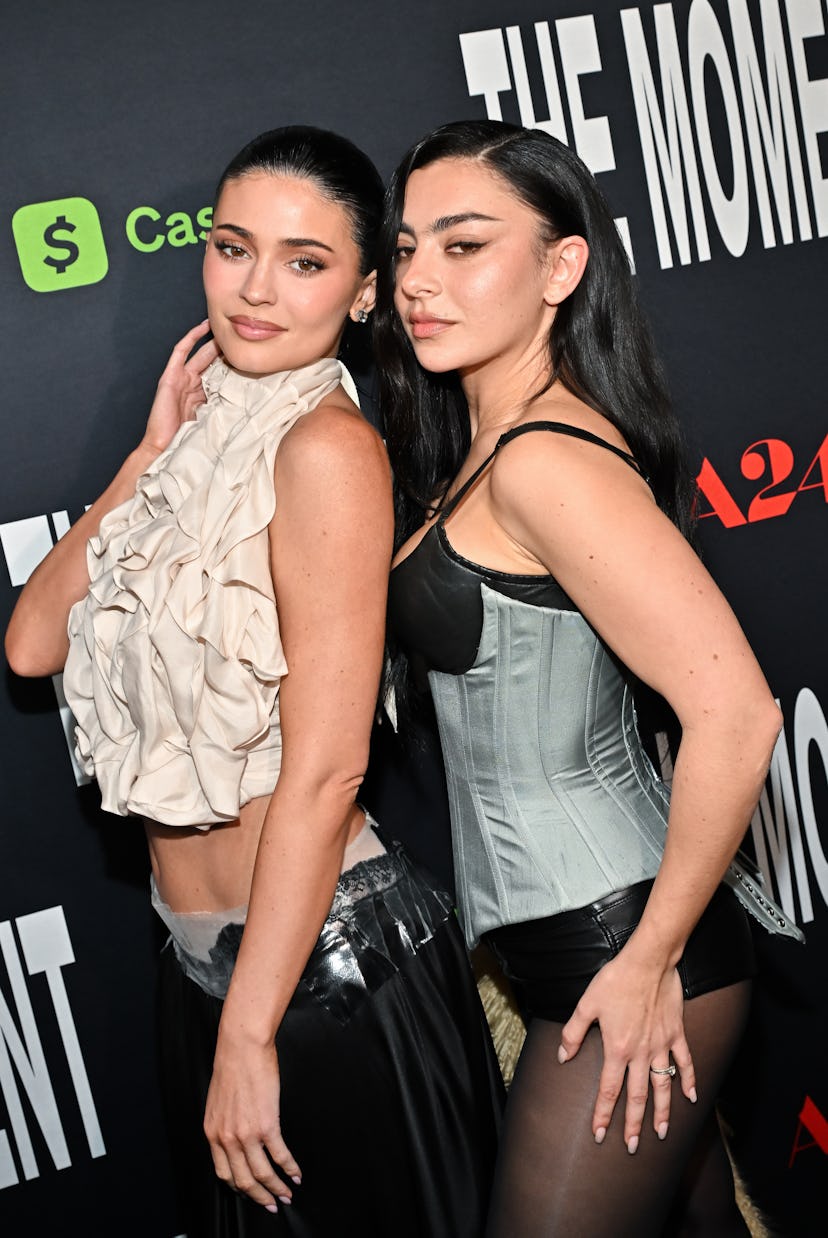 Kylie Jenner and Charli xcx at A24's "The Moment" Los Angeles Premiere held at the Fine Arts Theatre...