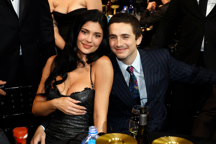 Kylie Jenner and Timothée Chalamet attend the 31st Annual Critics Choice Awards at Barker Hangar on ...