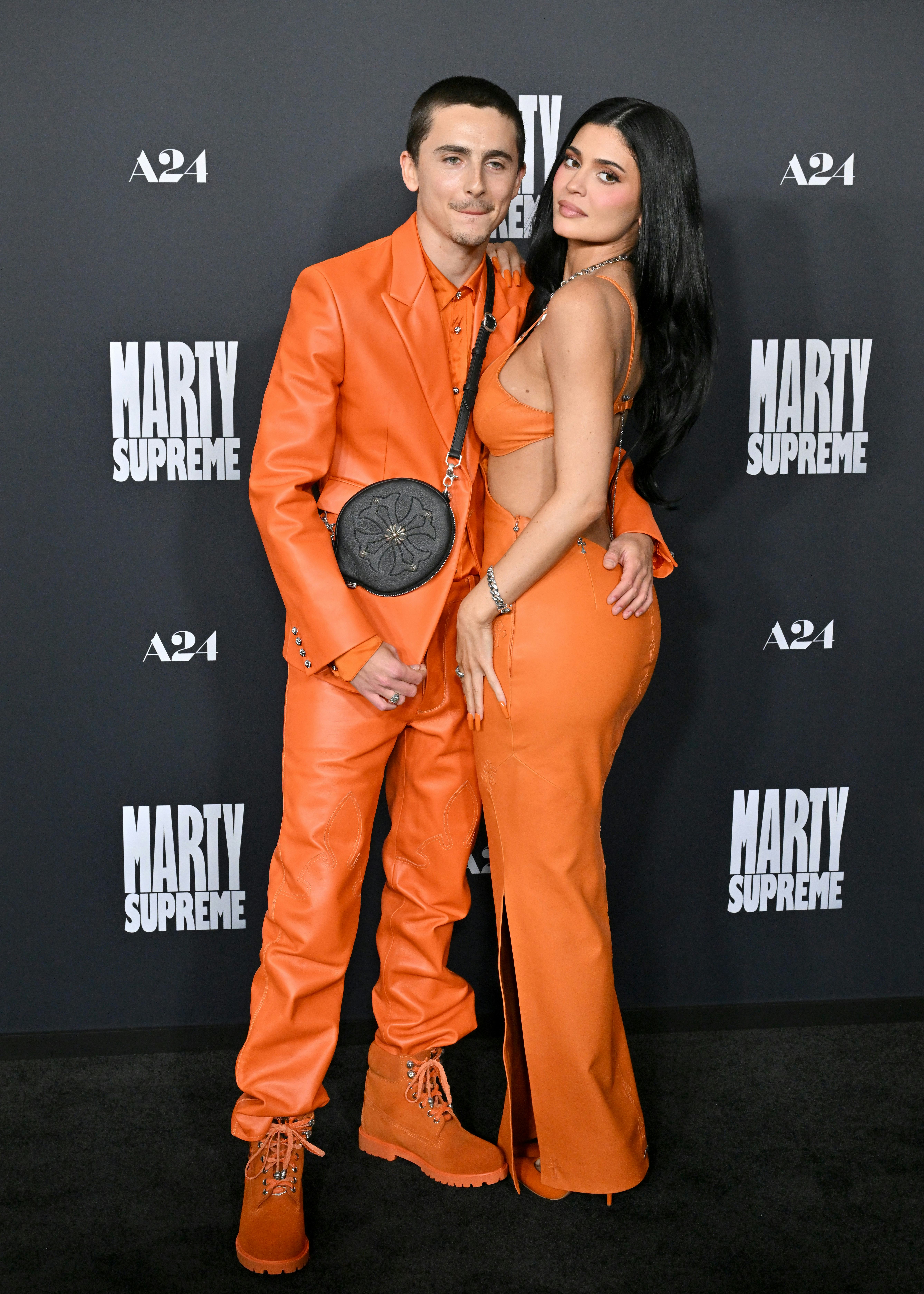 Timothée Chalamet and Kylie Jenner attend the Los Angeles Premiere of "Marty Supreme"
