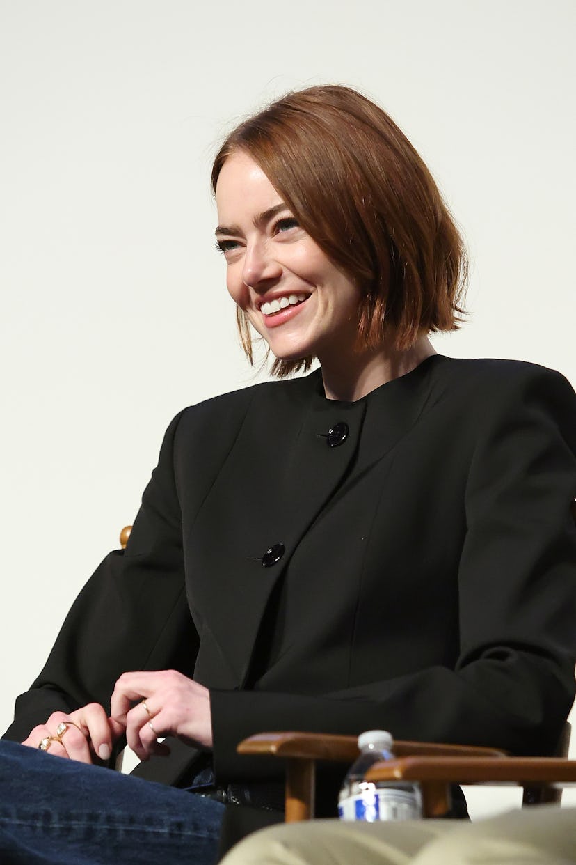 BEVERLY HILLS, CALIFORNIA - JANUARY 07: Emma Stone seen onstage during the special screening of Focu...