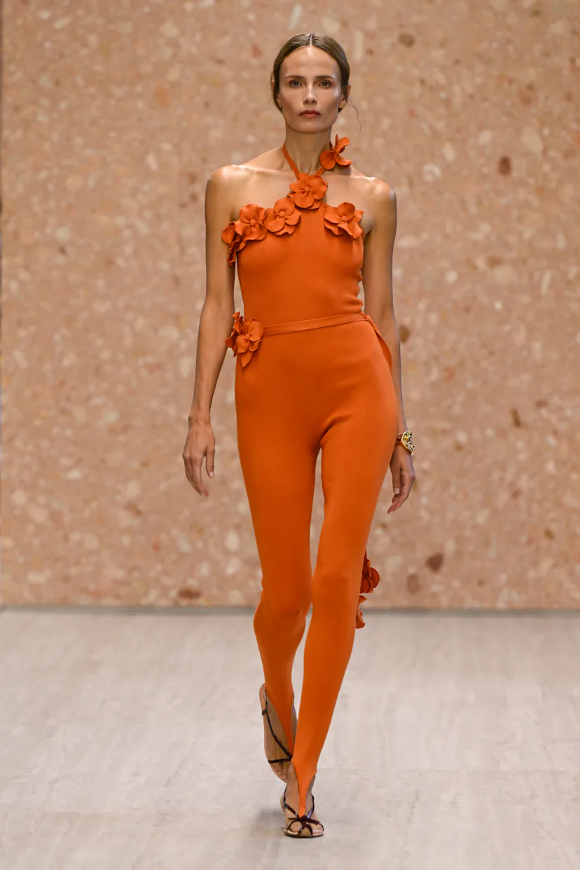 Model on the runway at the Chloé fashion show as a part of Paris RTW Spring/Summer 2027 fashion week...