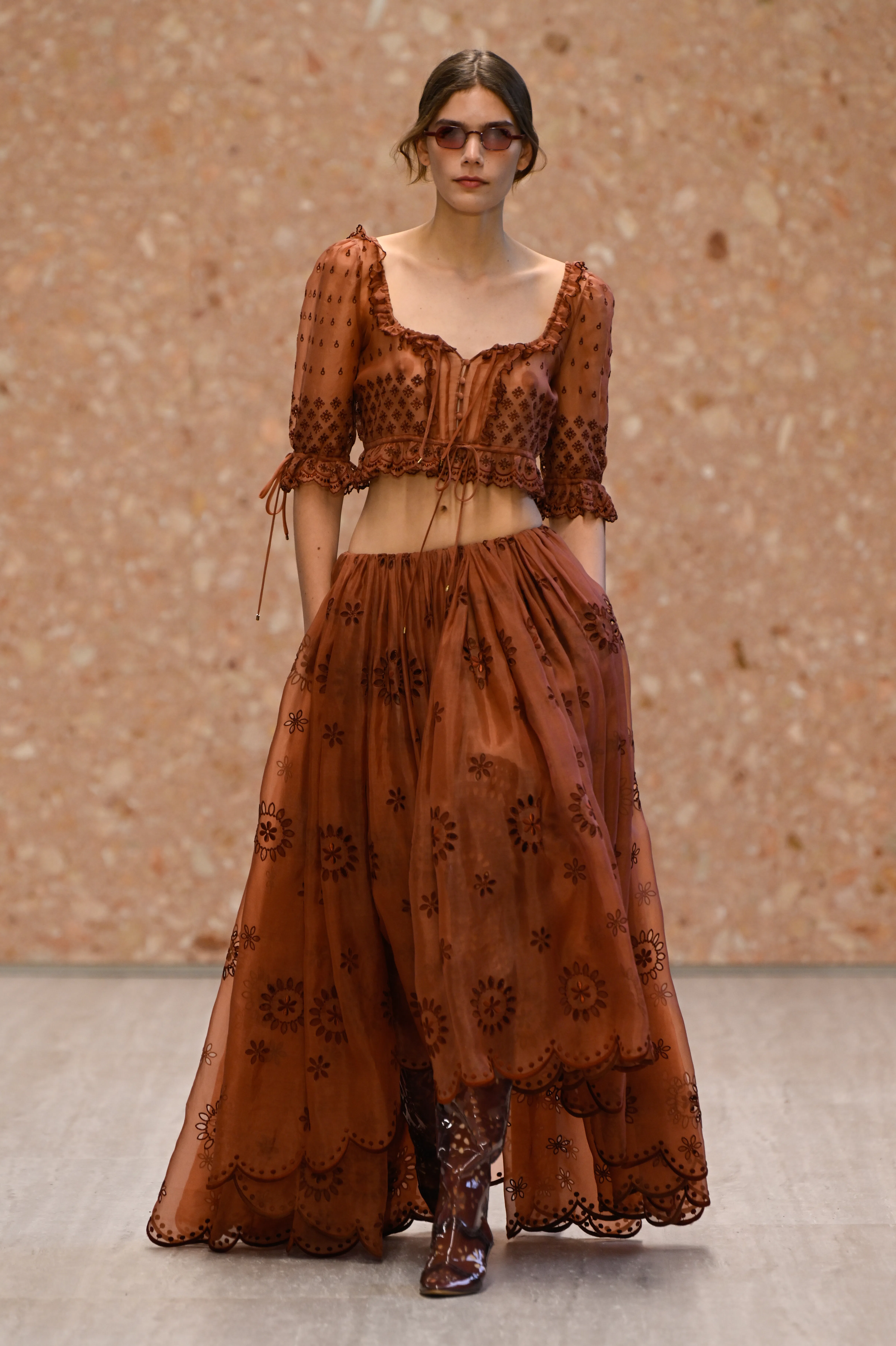 Model on the runway at the Chloé fashion show as a part of Paris RTW Spring/Summer 2027 fashion week...