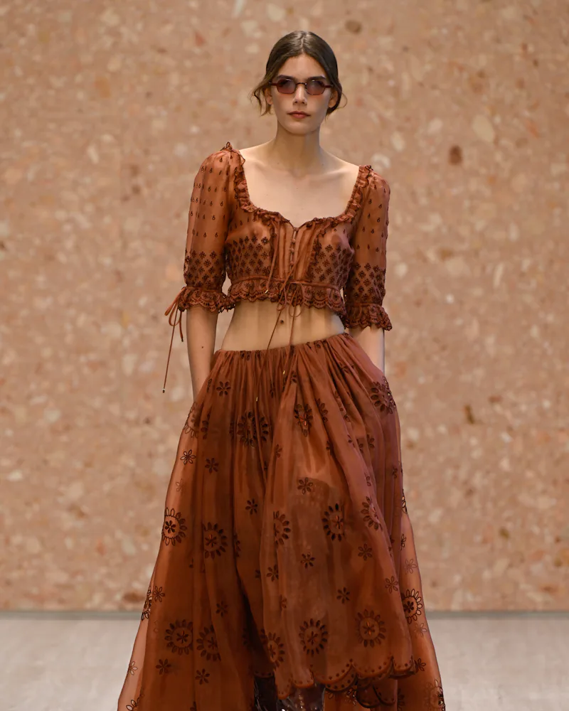 Model on the runway at the Chloé fashion show as a part of Paris RTW Spring/Summer 2027 fashion week...