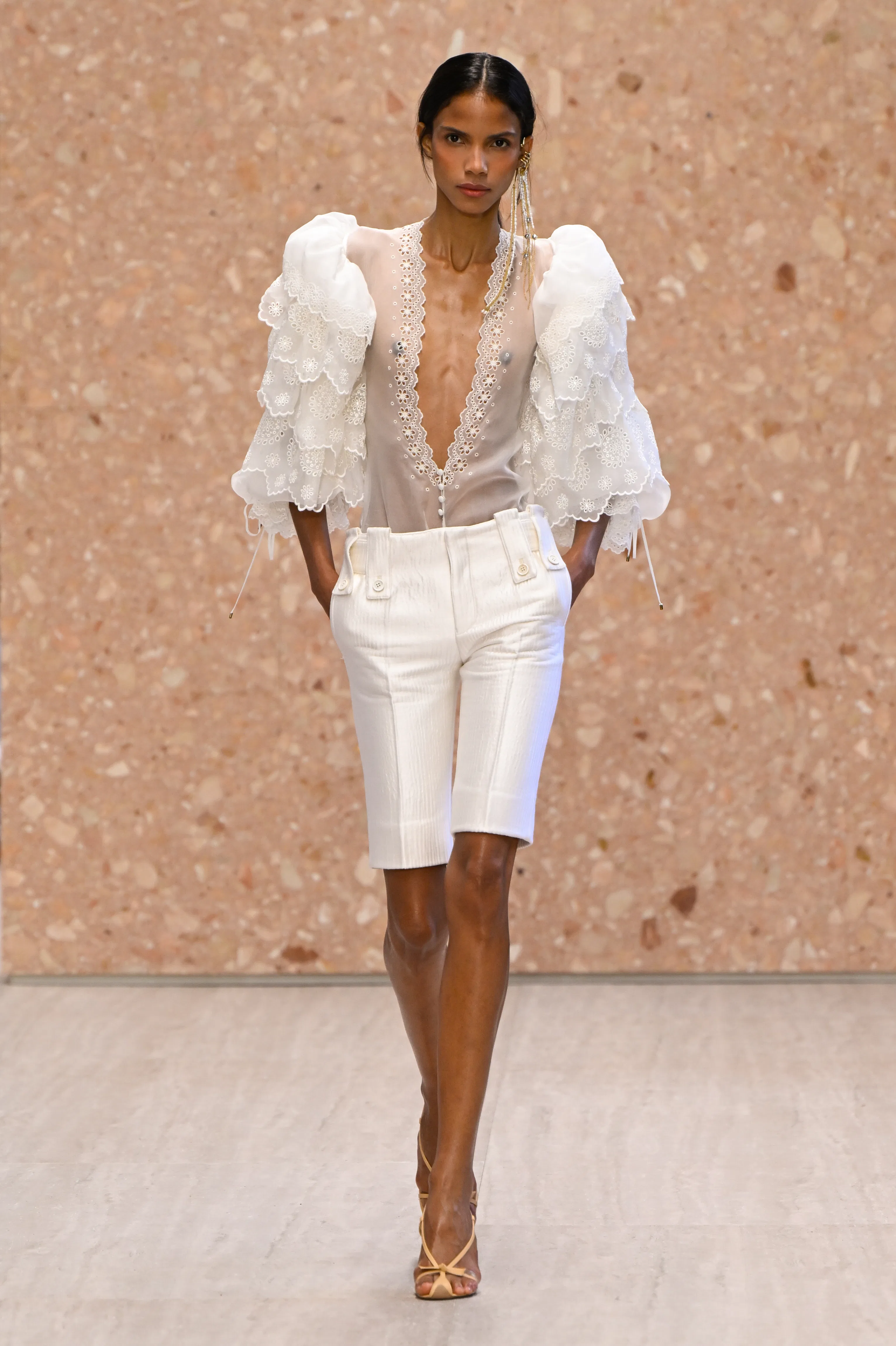 Model on the runway at the Chloé fashion show as a part of Paris RTW Spring/Summer 2027 fashion week...
