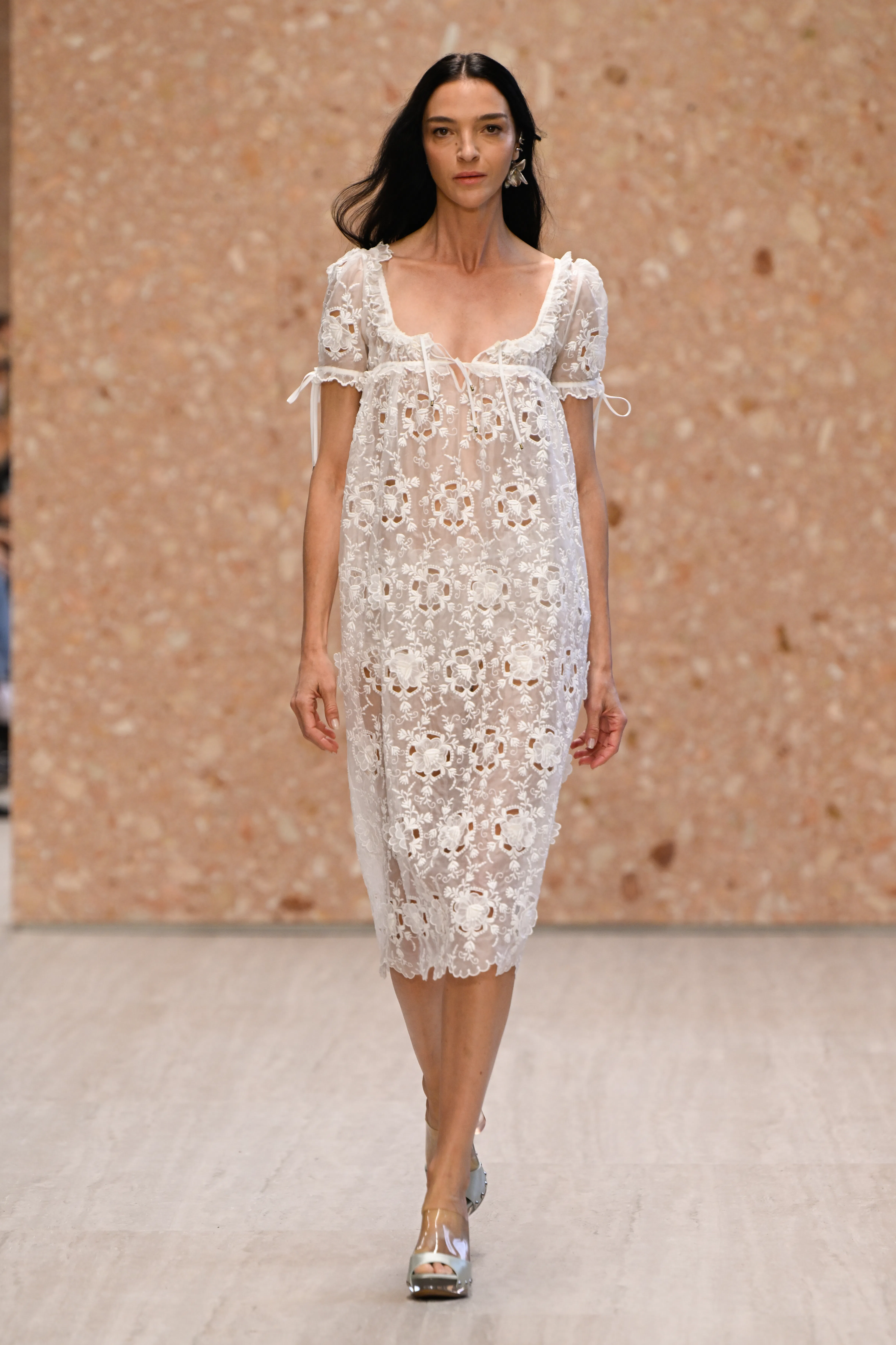 Model on the runway at the Chloé fashion show as a part of Paris RTW Spring/Summer 2027 fashion week...