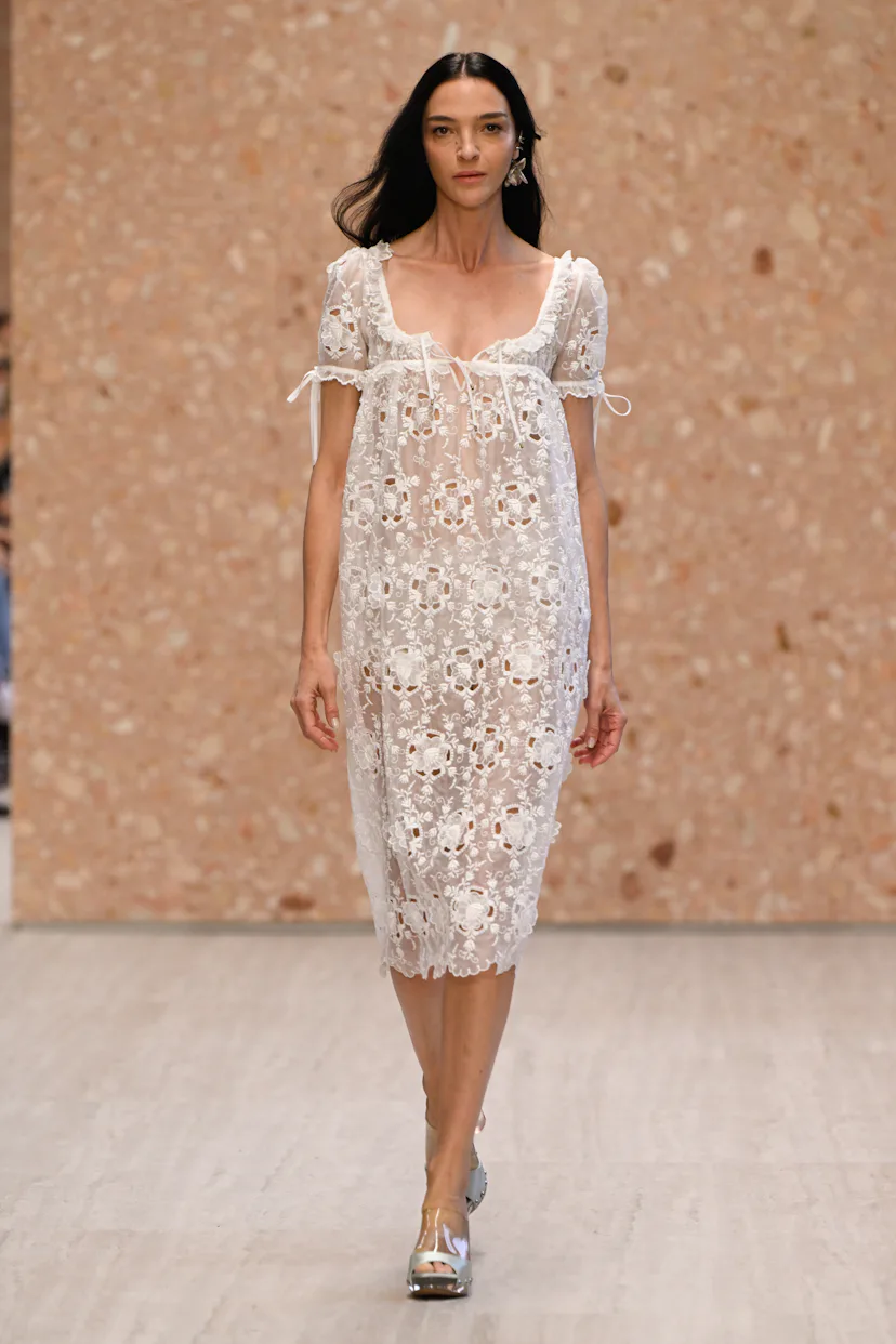 Model on the runway at the Chloé fashion show as a part of Paris RTW Spring/Summer 2027 fashion week...