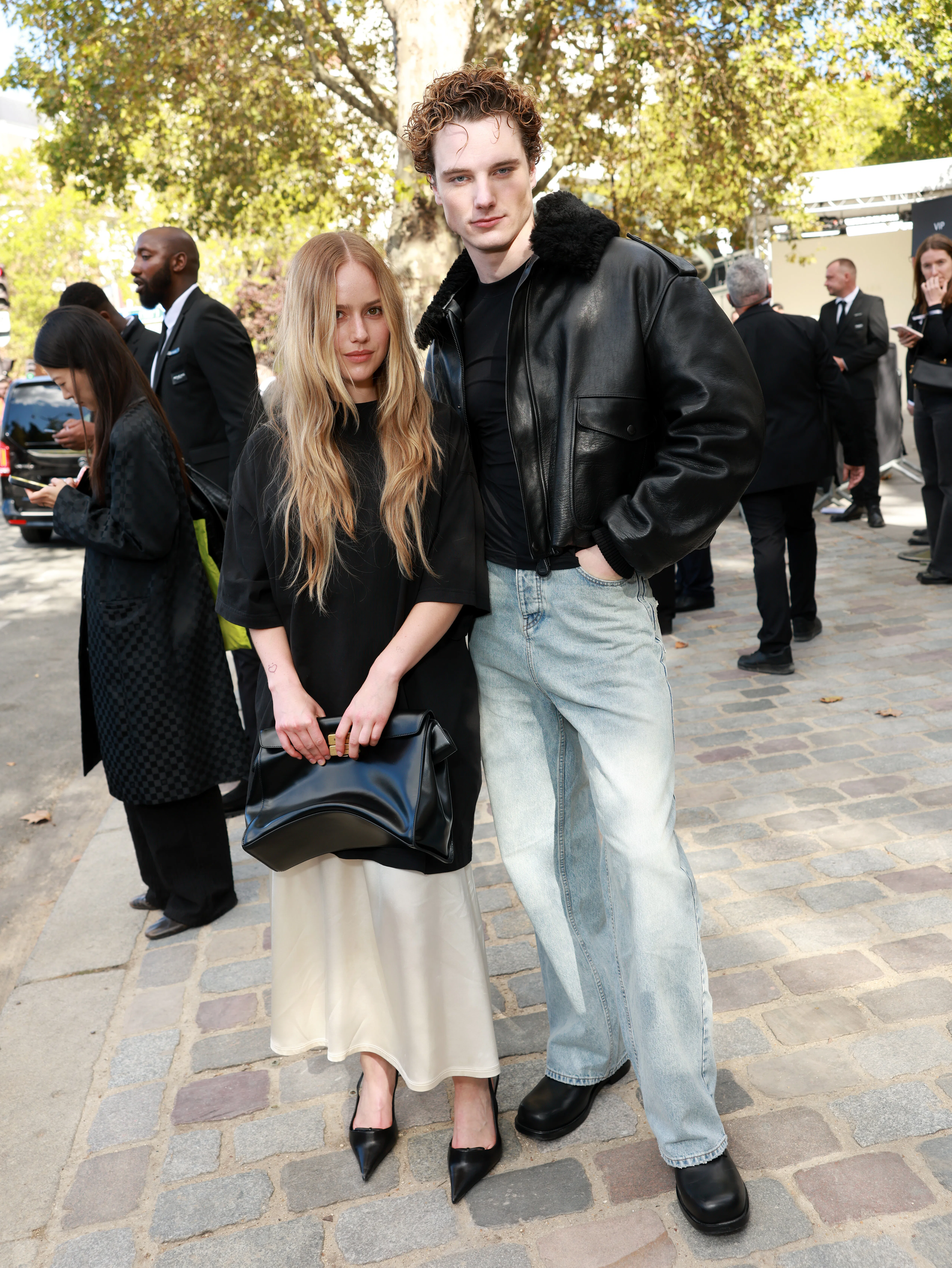 PARIS, FRANCE - OCTOBER 01: Amelie Hoeferle and Graham Campbell attend the Balenciaga Womenswear Spr...