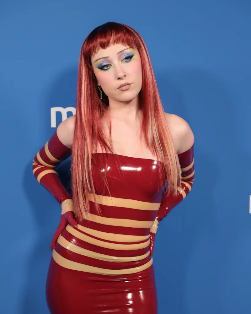 Chappell Roan attends MISTR's 2nd Annual National PrEP Day at The Abbey with straight red hair with ...