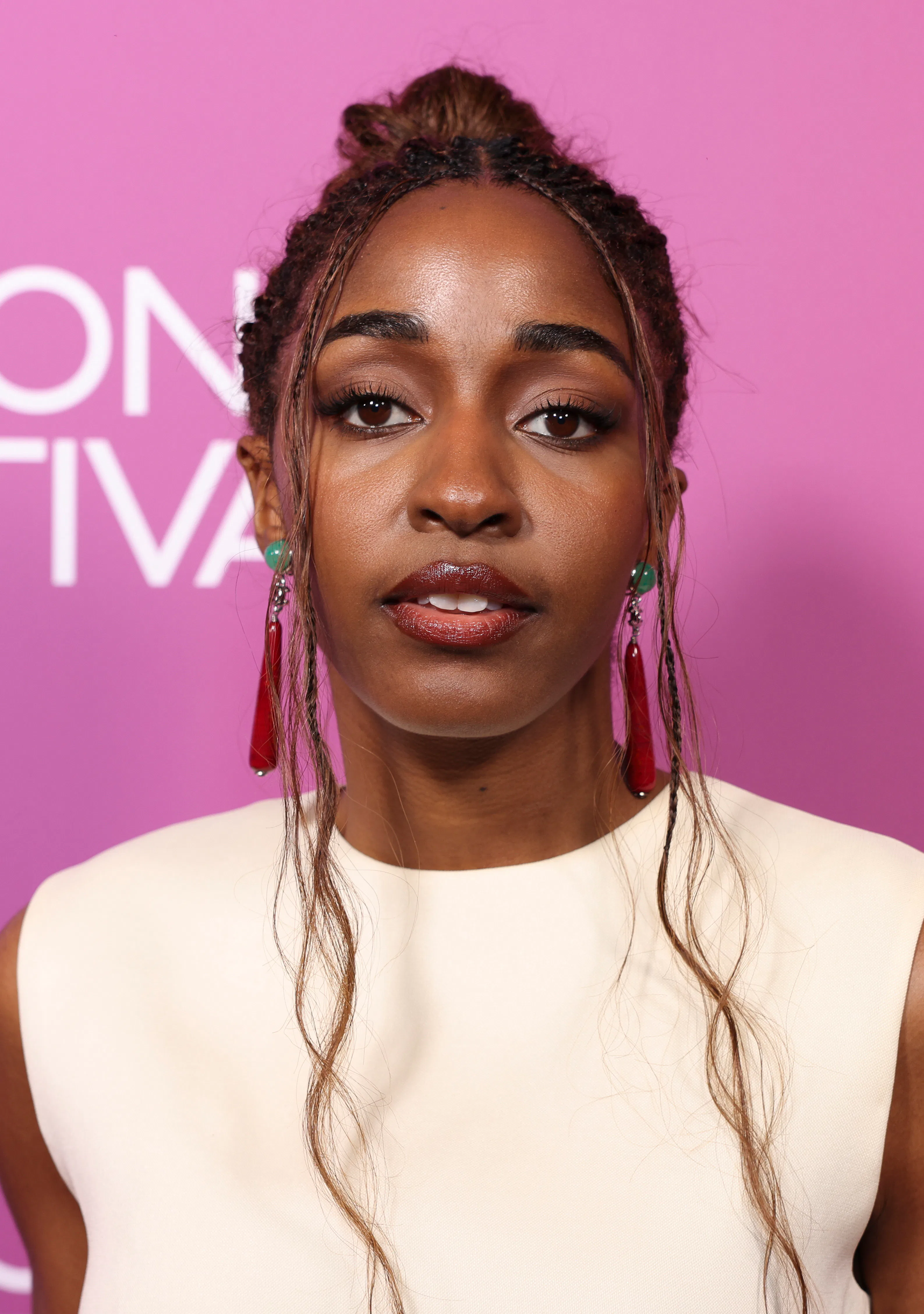 Ayo Edebiri attends the "Clarissa" Screening during the 70th BFI London Film Festival with a braided...
