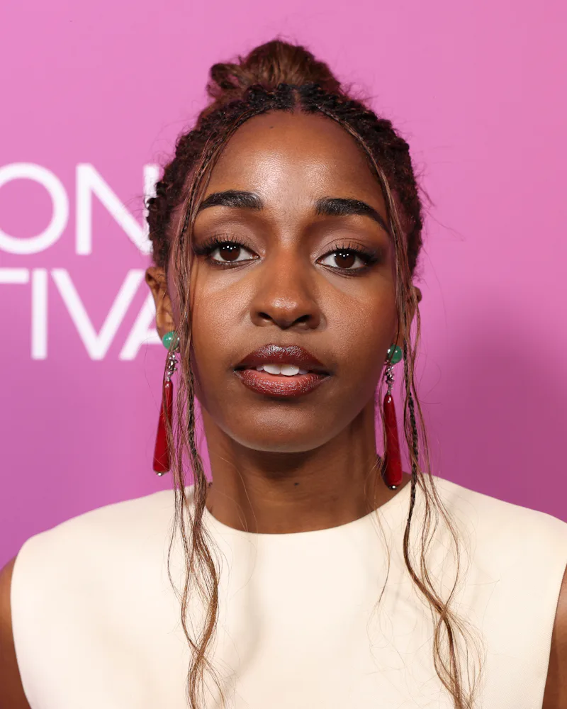 Ayo Edebiri attends the "Clarissa" Screening during the 70th BFI London Film Festival with a braided...