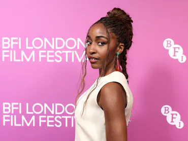 LONDON, ENGLAND - OCTOBER 12: Ayo Edebiri attends the "Clarissa" Screening during the 70th BFI Londo...
