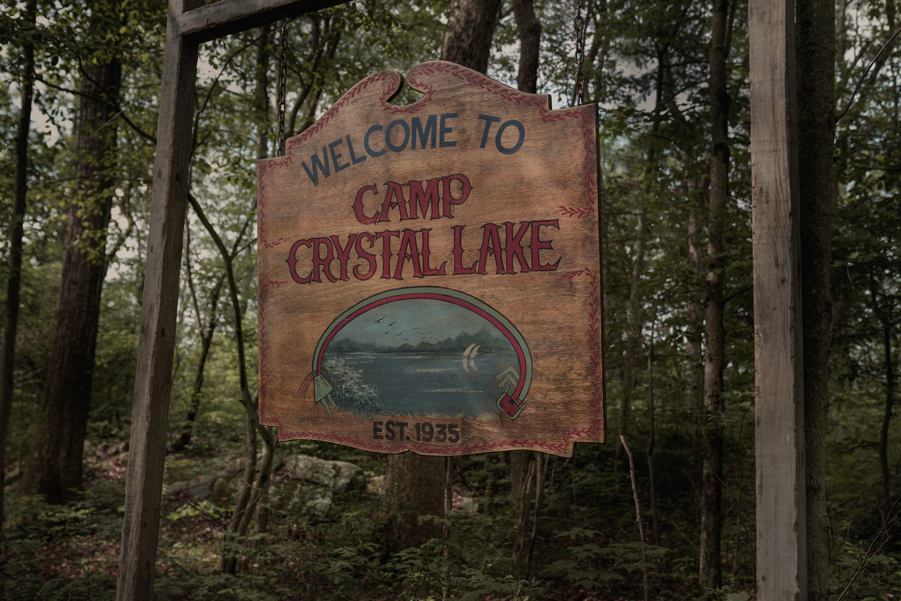 CRYSTAL LAKE -- "Crystal Lake Sign" -- Pictured: Camp Crystal Lake -- (Photo by: Matt Infante/Peacoc...