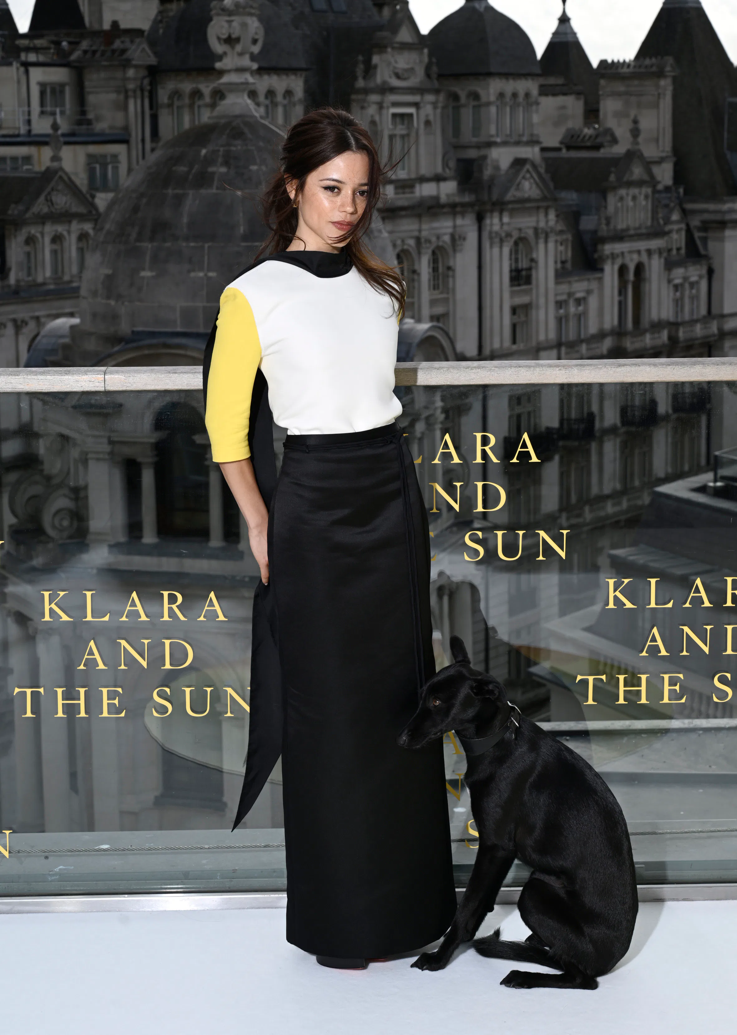 LONDON, ENGLAND - OCTOBER 14: Jenna Ortega and Sig attend the photocall for "Klara And The Sun" at T...