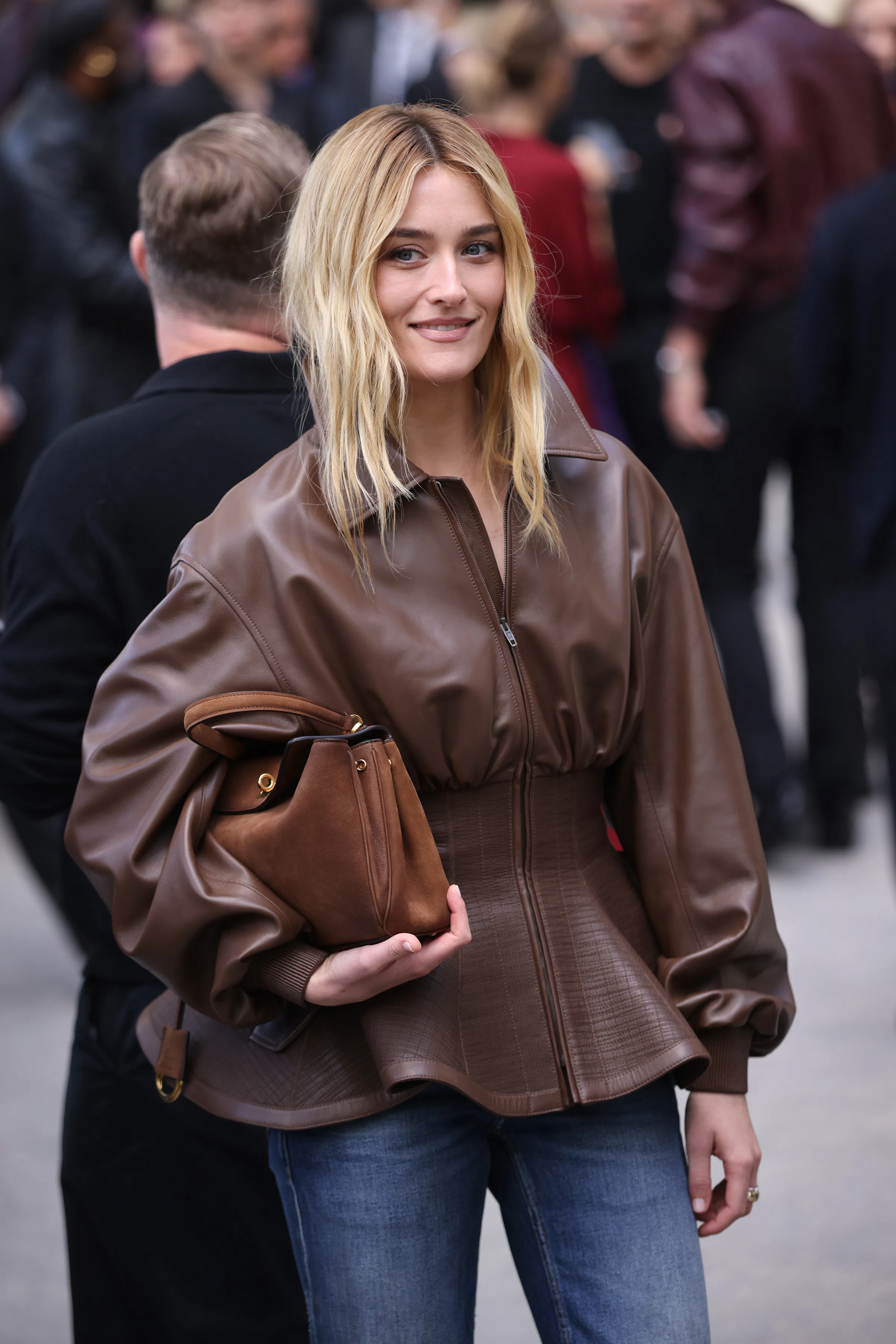 PARIS, FRANCE - OCTOBER 01: Sarah Pidgeon attends Balenciaga during Day Four of Paris Fashion Week -...