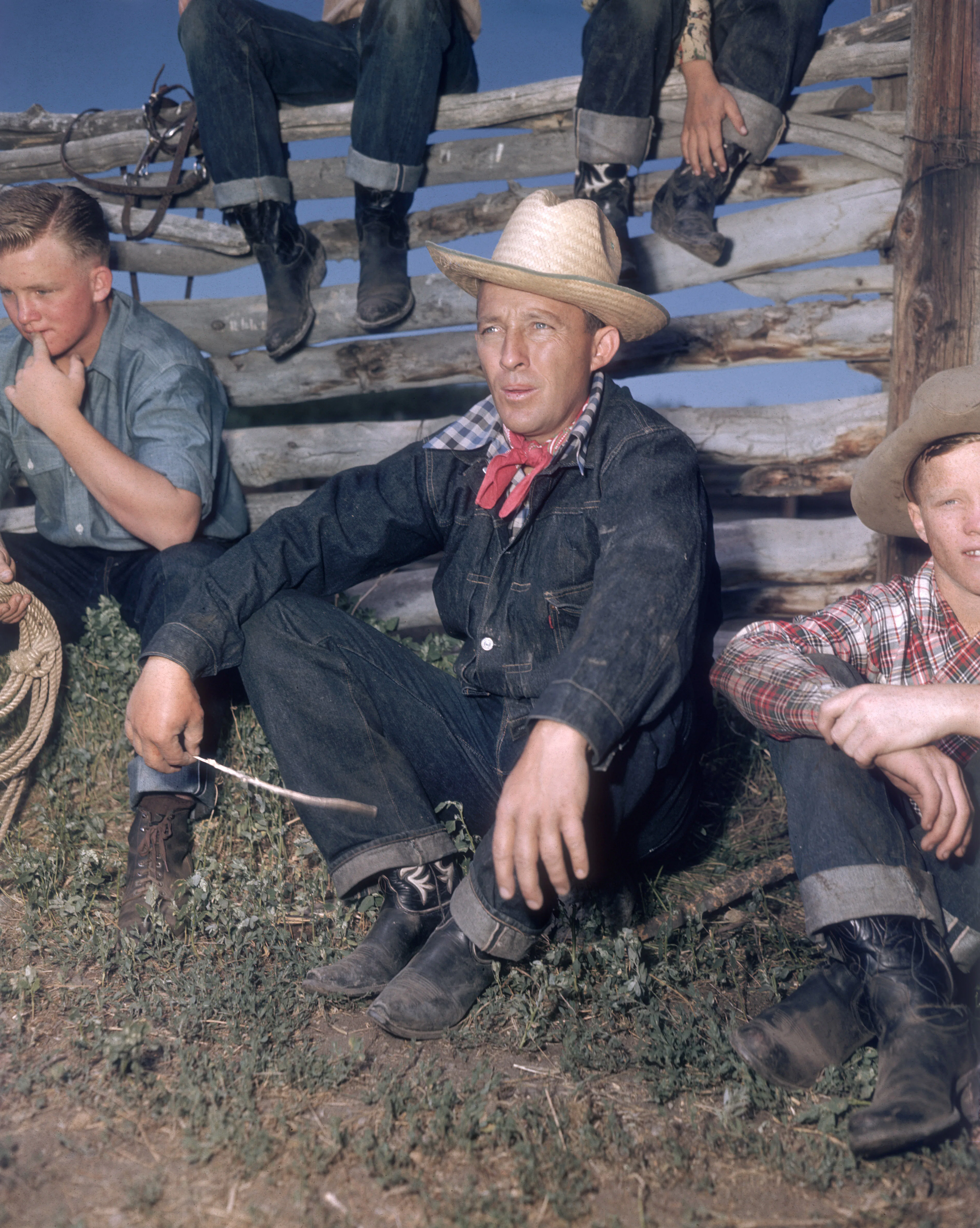 American actor and singer Bing Crosby (1904 - 1977) with his sons Gary, Phillip, Dennis and Lindsay,...