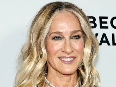 Sarah Jessica Parker, in close up, her hair down at an event in New York City