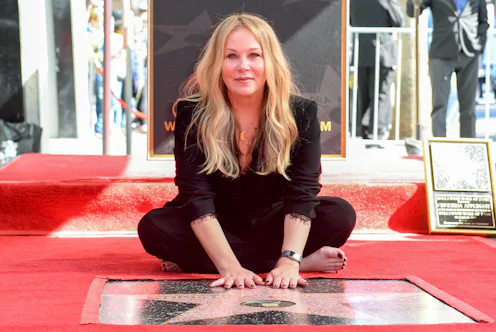 US actress Christina Applegate poses for photos with her newly unveiled Hollywood Walk of Fame star ...