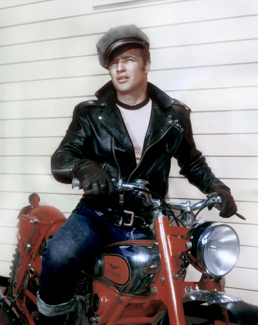 Actor Marlon Brando in "The Wild One" which came out in 1953.