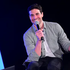 ATLANTA, GEORGIA - FEBRUARY 10: Joe Amabile speaks onstage at “Click Bait” with Bachelor Nation LIVE...