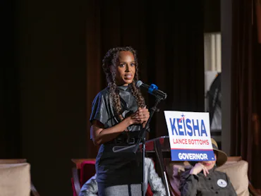 ATLANTA, GEORGIA - OCTOBER 21: Kerry Washington Speaks during Atlanta Mayor Keisha Lance Bottoms Cam...